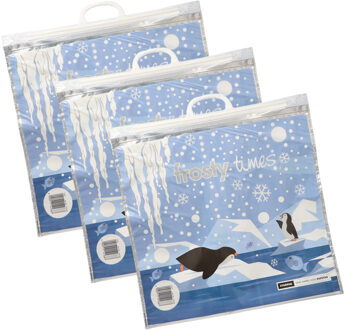 Papstar Draagtas koeltas voor lunch en flessen/voedsel - 3x - Frosty - 18 Liter - 52 x 52 cm