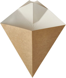 Papstar Frietzakken - Patatzakken - Puntzakken - 50x stuks - karton met saushouder - 23 X 19 cm - 150 gram Bruin