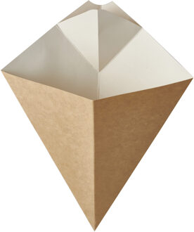 Papstar Frietzakken - Patatzakken - Puntzakken - 50x stuks - karton met saushouder - 27 X 21 cm - 300 gram Bruin