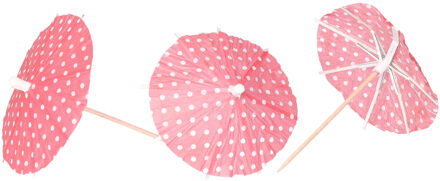 Papstar IJsparasols cocktailprikkers - 20x stuks - rood - 10 cm - decoratie prikkers - Feestelijk