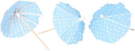Papstar IJsparasols cocktailprikkers - 30x stuks - blauw - 10 cm - decoratie prikkers - Feestelijk