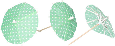 Papstar IJsparasols cocktailprikkers - 30x stuks - groen - 10 cm - decoratie prikkers - Feestelijk