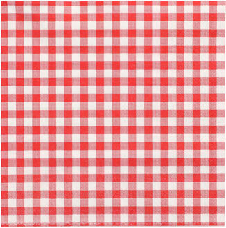 Papstar Servetten rood/wit geblokt - 30x st - papier - 33 x 33 cm - feestservetten