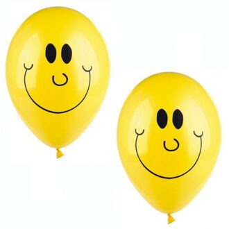 Papstar Smiley ballonnen 10 stuks - Party feestartikelen emoticons Geel