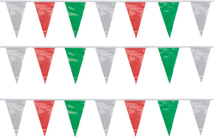 Papstar Vlaggenlijn - 3x - groen/rood/wit - Italie - 4 meter - kunststof - buiten/binnen