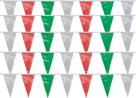 Papstar Vlaggenlijn - 5x - groen/rood/wit - Italie - 4 meter - kunststof - buiten/binnen