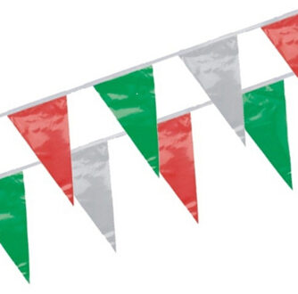 Papstar Vlaggenlijn groen/rood/wit 4 meter - Vlaggenlijnen Multikleur