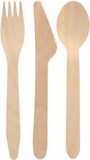 Papstar wegwerp bestek - hout - 225 delig - wegwerp - lepels - messen - vorken - 16 cm