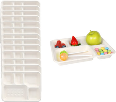 Papstar Wegwerp vakjes borden - 75x stuks - 22 x 28 x 2 cm - suikerriet - biologisch afbreekbaar