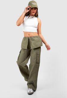 Parachute Broek Met Overlay Taille, Khaki - 40