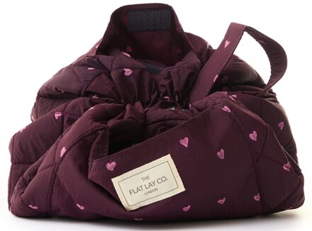 Parachute Drawstring Flat Lay Makeup Bag - Burgundy Hearts LOOKFANTASTIC EXCLUSIVE