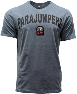 Parajumpers Buster Tee Blauw-Grijs Logo T-shirt Parajumpers , Blue , Heren - Xl,L,M,S