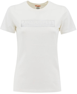 Parajumpers Ronde hals katoenen T-shirt Parajumpers , White , Dames - M,S,Xs