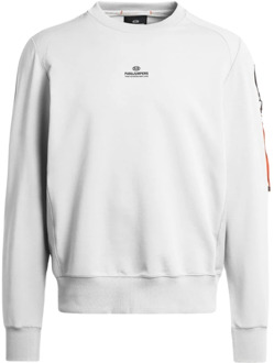Parajumpers Witte Sabre Sweatshirt met Applicatie Parajumpers , Gray , Heren - Xl,L,M