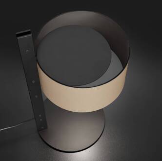 Parallel 296 tafellamp, leer zand zand, zwart