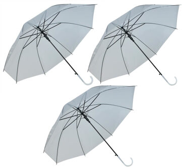 Paraplu - 3x - transparant - PVC/ijzer - D93 x H72 cm - opvouwbaar