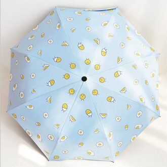 Paraplu Gepocheerd Ei Vrouwelijke Regendicht Regendicht Tweeërlei Gebruik Opvouwbare Paraplu Parasol Zon Uv Custom Reclame blauw egg