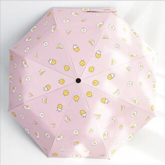 Paraplu Gepocheerd Ei Vrouwelijke Regendicht Regendicht Tweeërlei Gebruik Opvouwbare Paraplu Parasol Zon Uv Custom Reclame roze egg