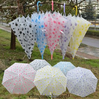 Paraplu Regenboog Dot Kleuren Anti-Uv Parasols Transparant Clear Regen Brolly