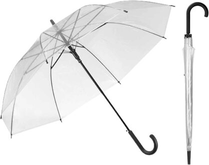 Paraplu transparant - 2x - kunststof/staal - D58 cm- zwart handvat - opvouwbaar