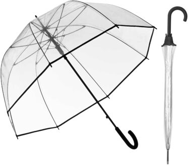 Paraplu transparant - 2x - kunststof/staal - D63 cm - zwart handvat
