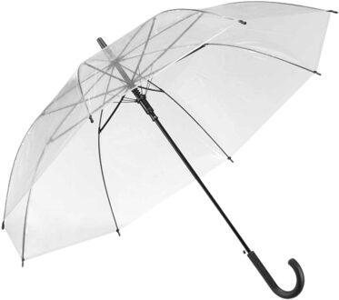 Paraplu transparant - kunststof/staal - D58 cm- zwart handvat - opvouwbaar