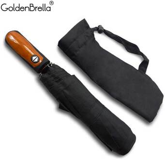 Paraplu Voor Mannen Imitatie Houten Handvat Automatische Vouwen Compact Reizen Paraplu Regen Vrouwen Business Winddicht Paraplu