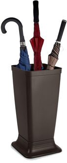 Paraplubak/parapluhouder Plain - bruin - glad kunststof - D26 x H52 cm - op verhoogde voet