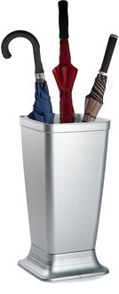 Paraplubak/parapluhouder Plain - zilvergrijs - glad kunststof - D26 x H52 cm - op verhoogde voet