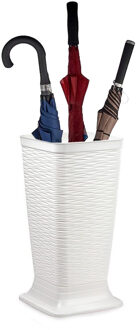 Paraplubak/parapluhouder Waves - ivoor wit - kunststof - D26 x H52 cm - op verhoogde voet