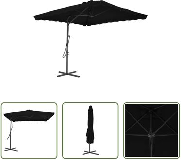 Parasol 250x250x230 cm - UV-beschermend polyester - 360 graden draaibaar - Zwart