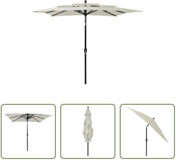 Parasol 250x250x260 cm - Polyester/Aluminium - UV-beschermend - Inklapbaar - 8 baleinen Beige