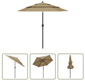 Parasol 3-laags - 250 x 229 cm - UV-beschermend materiaal Taupe