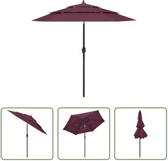 Parasol 3-laags - 250 x 229 cm - UV-beschermend polyester - Bordeauxrood