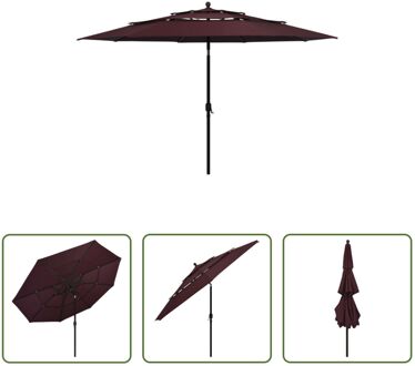 Parasol 3-laags - 350x260 cm - UV-beschermend polyester - Aluminium frame - Bordeauxrood