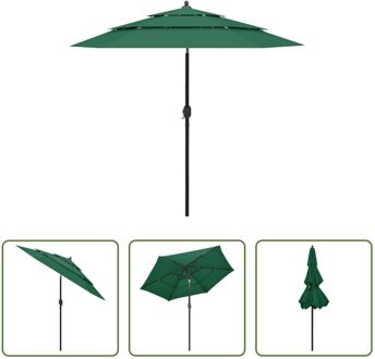 Parasol 3-laags - Groen - 250 x 229 cm (ø x H) - Polyester en gepoedercoat aluminium