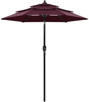 Parasol 3-laags met aluminium paal 2 m bordeauxrood