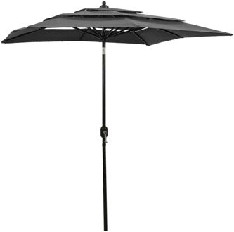 Parasol 3-laags met aluminium paal 2x2 m antracietkleurig