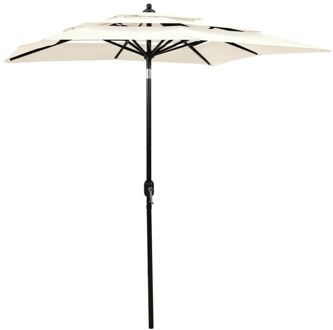 Parasol 3-laags met aluminium paal 2x2 m zandkleurig Beige