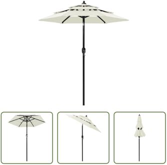 Parasol 3-lags - Zandkleur - 200 x 228 cm (ø x H) - UV-beschermend polyester Beige