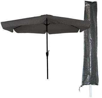 Parasol - 300 cm - Grijs + Basic CUHOC Parasolhoes - Parasol COMBI