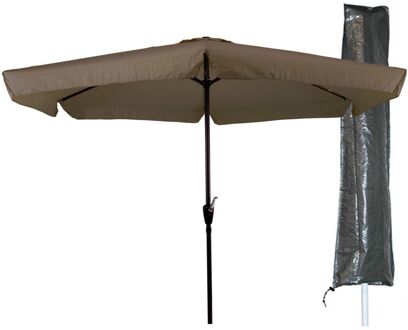 Parasol - 300 cm - Taupe + Basic CUHOC Parasolhoes. - Parasol COMBI