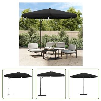 Parasol - 300 x 250 cm - zwart - UV-beschermend polyester - stevige kruisvoet - stabiel en duurzaam