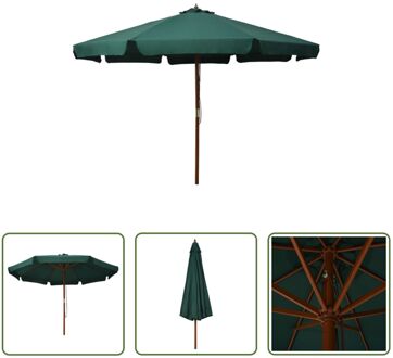 Parasol - 330 x 254 cm - Groen - Dubbel katrolsysteem