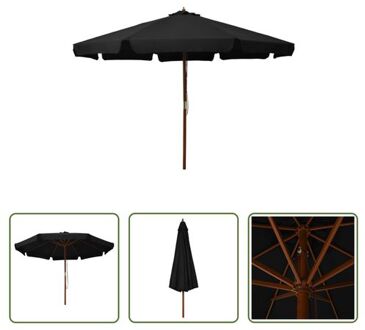 Parasol - 330 x 254 cm - Zwart - Anti-vervagend polyester - 48mm paaldiameter