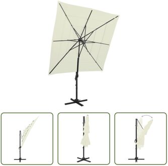 Parasol 4-laags - 250 x 250 x 246 cm - UV-beschermend - Inklapbaar Beige