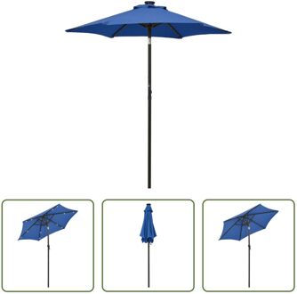 Parasol - Aanpasbaar - UV-bescherming en vochtbestendig - Inklapbaar - Draagbaar - Aluminium paal - 6 Blauw