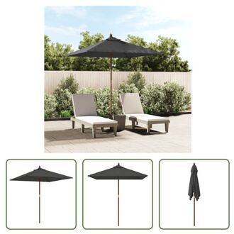 Parasol Antraciet 198x198x231 cm - UV-beschermend polyester - Hardhouten frame - Ventilatierooster - Grijs