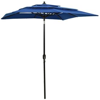 Parasol Azuurblauw - 200 x 200 x 240 cm - UV-beschermend polyester - Gepoedercoat aluminium