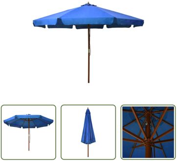 Parasol - Azuurblauw - 330 x 254 cm - Dubbel katrolsysteem